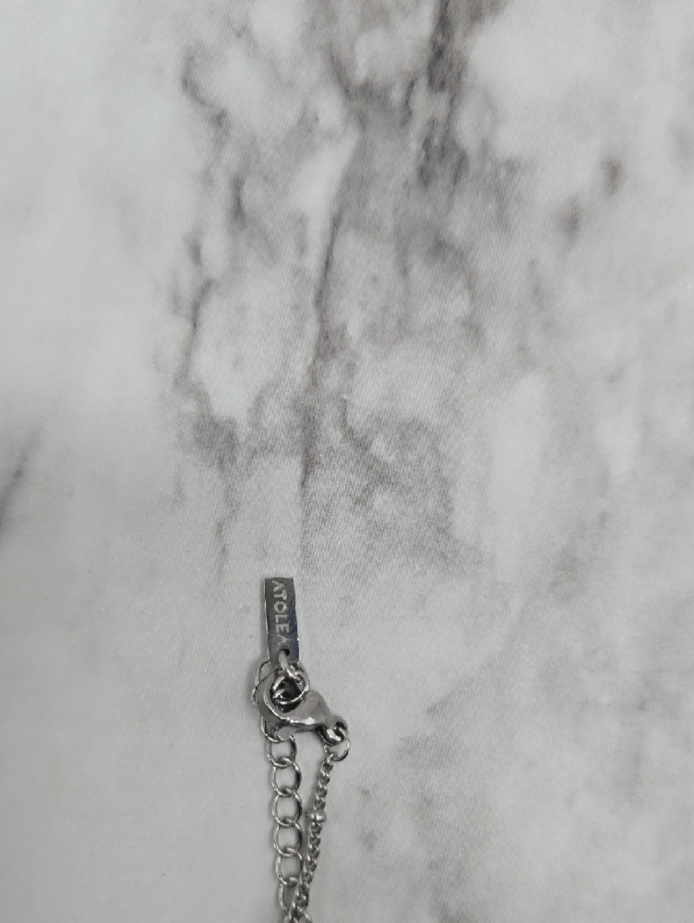 Atolea Minimal Silver Rectangle Pendant Necklace with Clear Stone - Picture 2 of 3